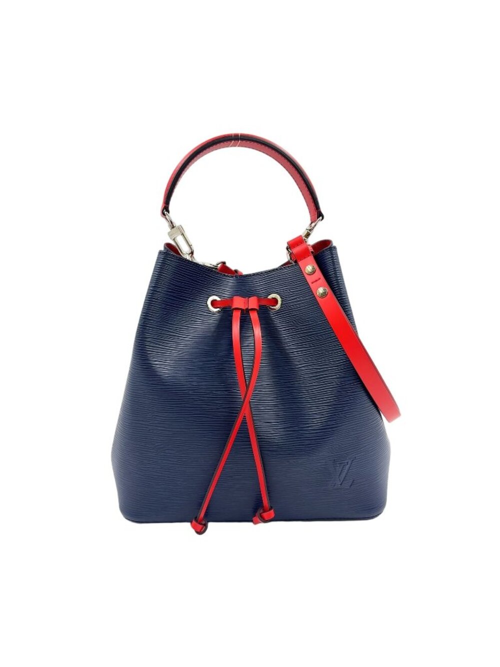 Louis Vuitton Neo Noe Epi Andigo Blue Leather Navy Red Handbag Silver